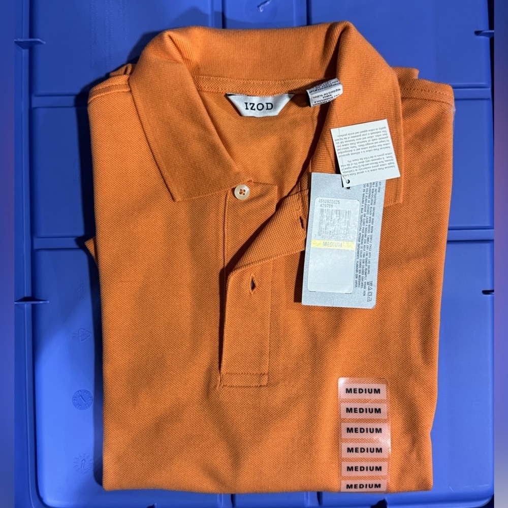 IZOD Pima Cotton Polo Shirt Orange Mens M NWT Golf Classic Fit